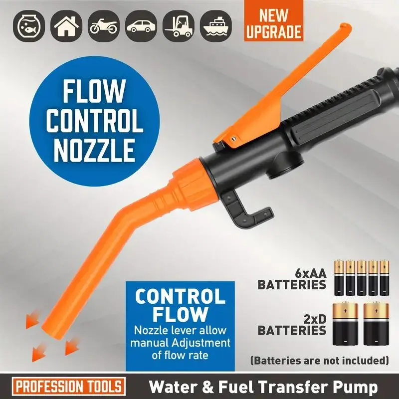 Portable Car Fuel Extractor, Car Fuel Pump, Liquid Transfer Pump with Flow Control Nozzle, Suitable for Gasoline, Diesel, Coal Oil, Non-petroleum Oil 2