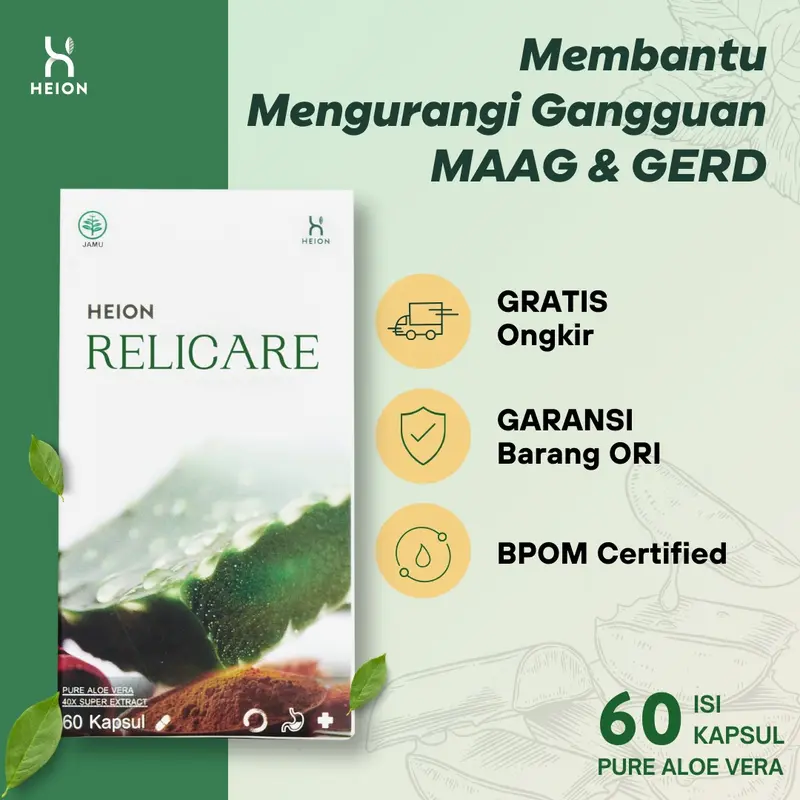 HEION RELICARE -  Meringankan Gangguan MAAG dan LAMBUNG HEION OFFICIAL BPOM 4