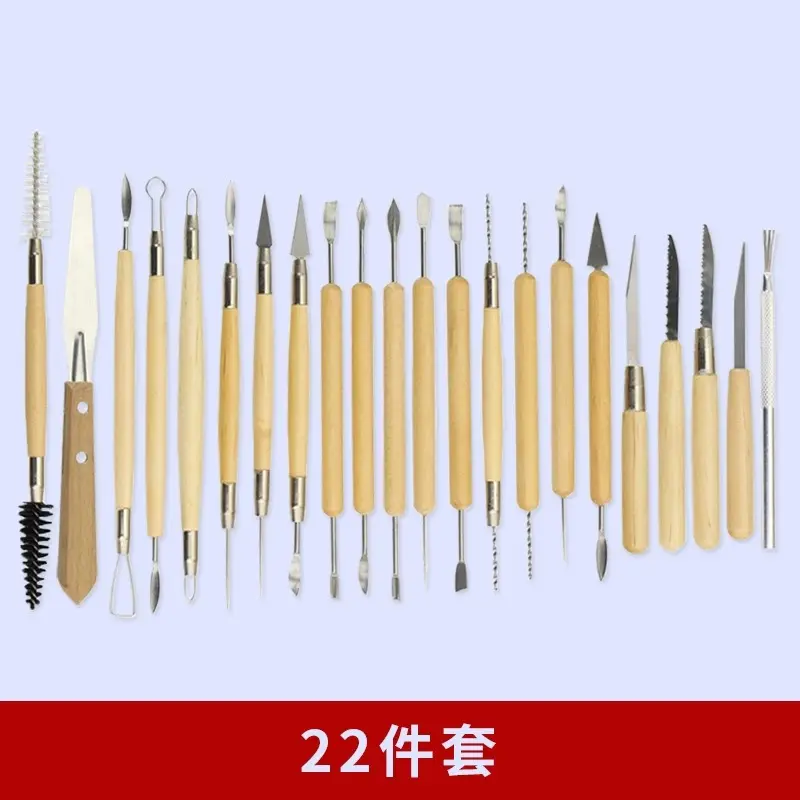 Pottery Clay Tools Wooden Plastic Radium Silk Knife Polymer Clay Clay Sculpture Graver Set