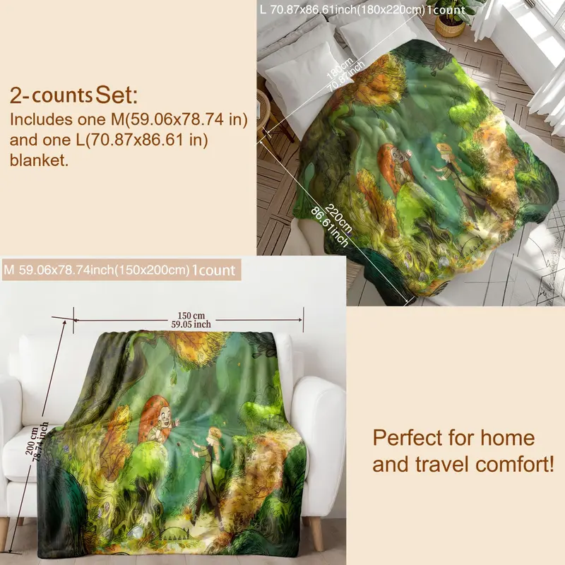Cartoon Pattern Blanket, Soft Warm Throw Blanket, Air-conditioned Room Blanket, Warm Nap Blanket for Home Office Travel 5