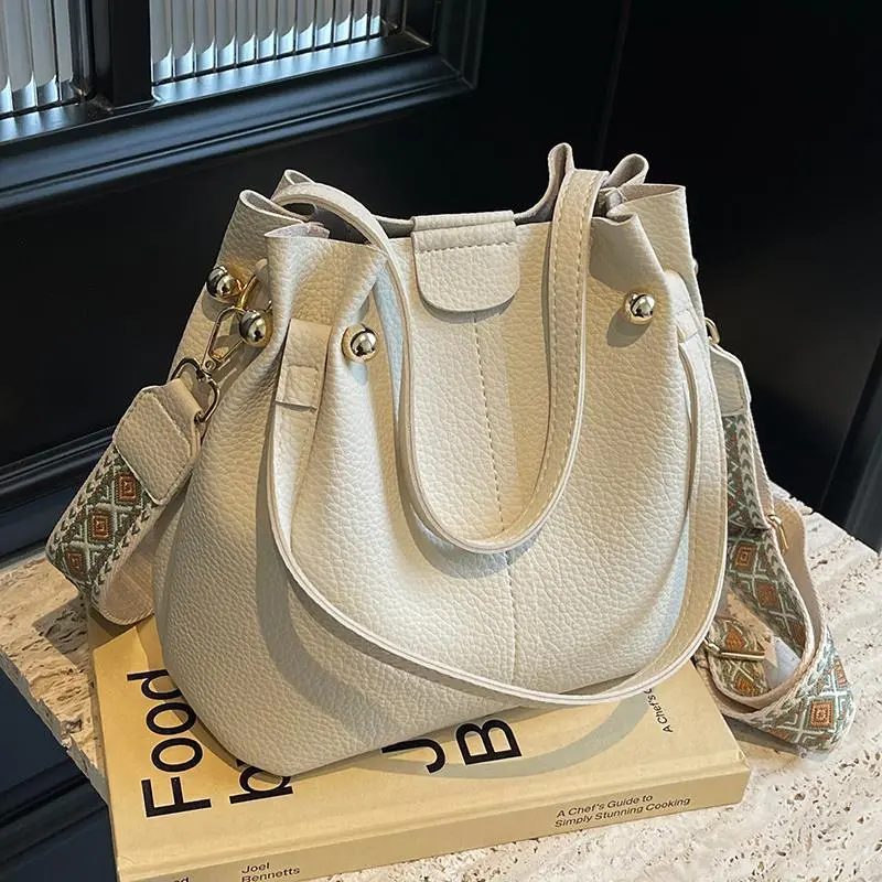 Bag Korean Style High Sense Versatile Bucket Bag Spring/Summer 2024 New Broadband Shoulder Messenger Bag Women's Handbag