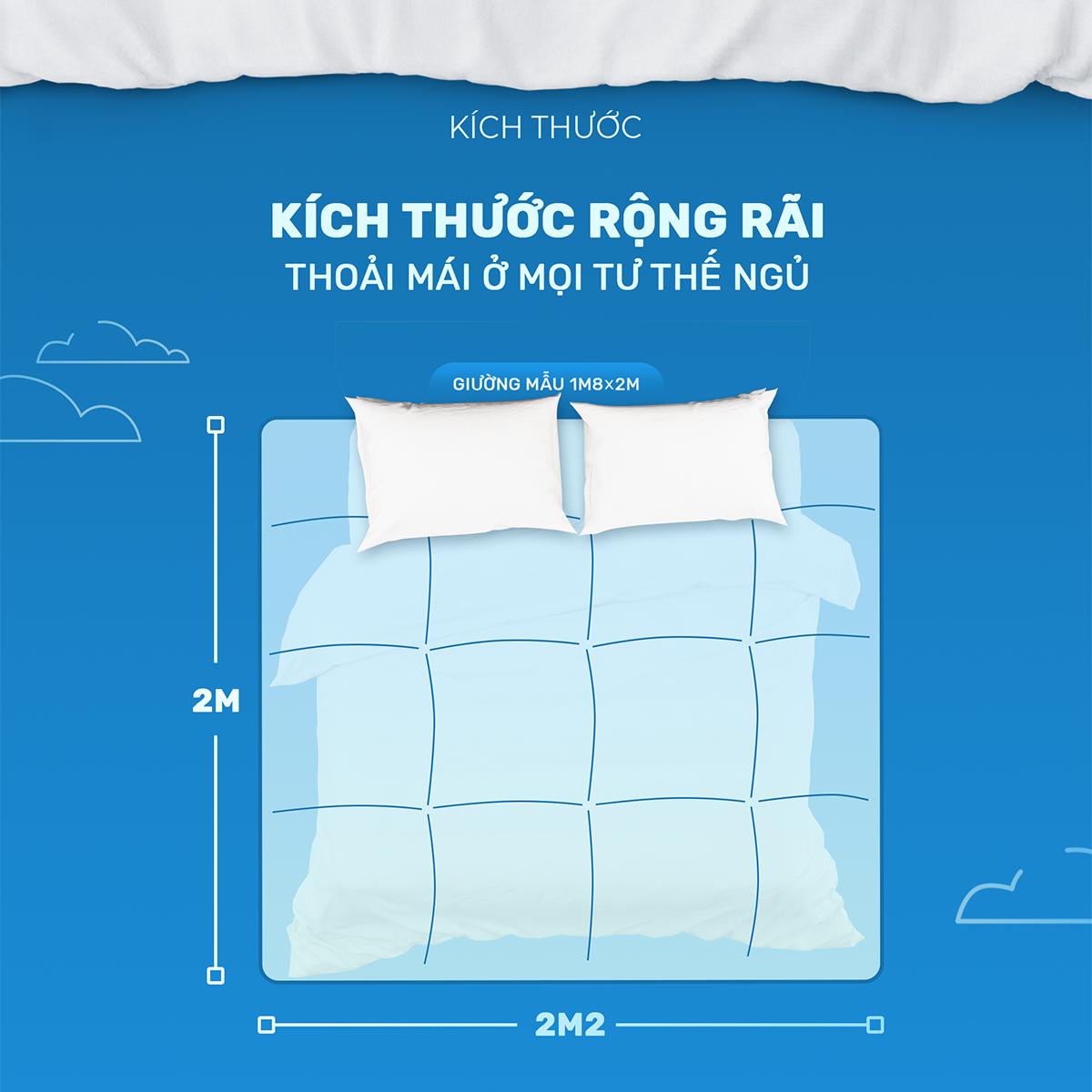 Ruột chăn polyester trắng 4 góc có móc cố định