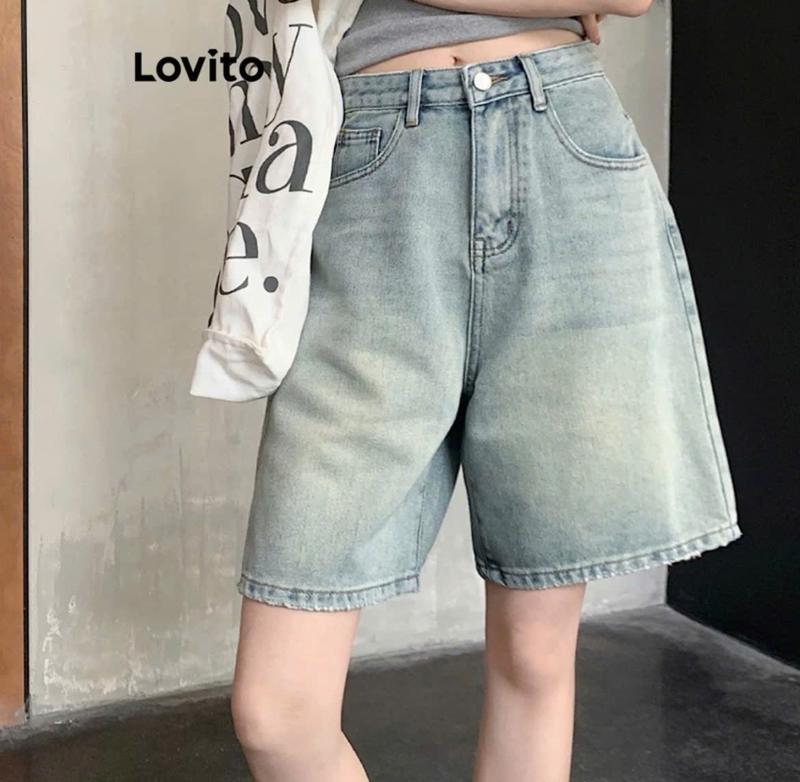 Quần Jeans Nữ Ngố Phom Ống Rộng Bigsize, Màu Xanh Nhạt 0094, Lưng Cao, Không Co Giãn, Dài 46cm Women Ong Pants