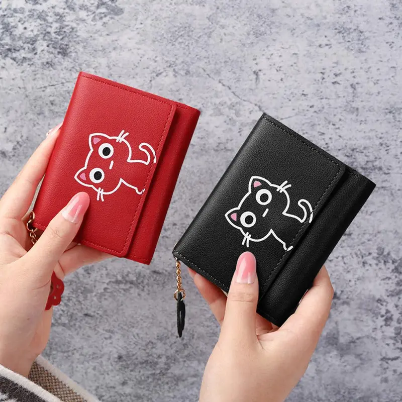 ví đựng tiền Xu Cho Mèo, Hàng Mới Về, Dành Cho Nữ, Gấp Ngắn, Thiết Kế Hình Mèo Hoạt Hình Dễ Thương, Nhiều Màu Sắc, Ví Đựng Tiền Xu Cầm Tay Ví Nhỏ Ví Nữ 1