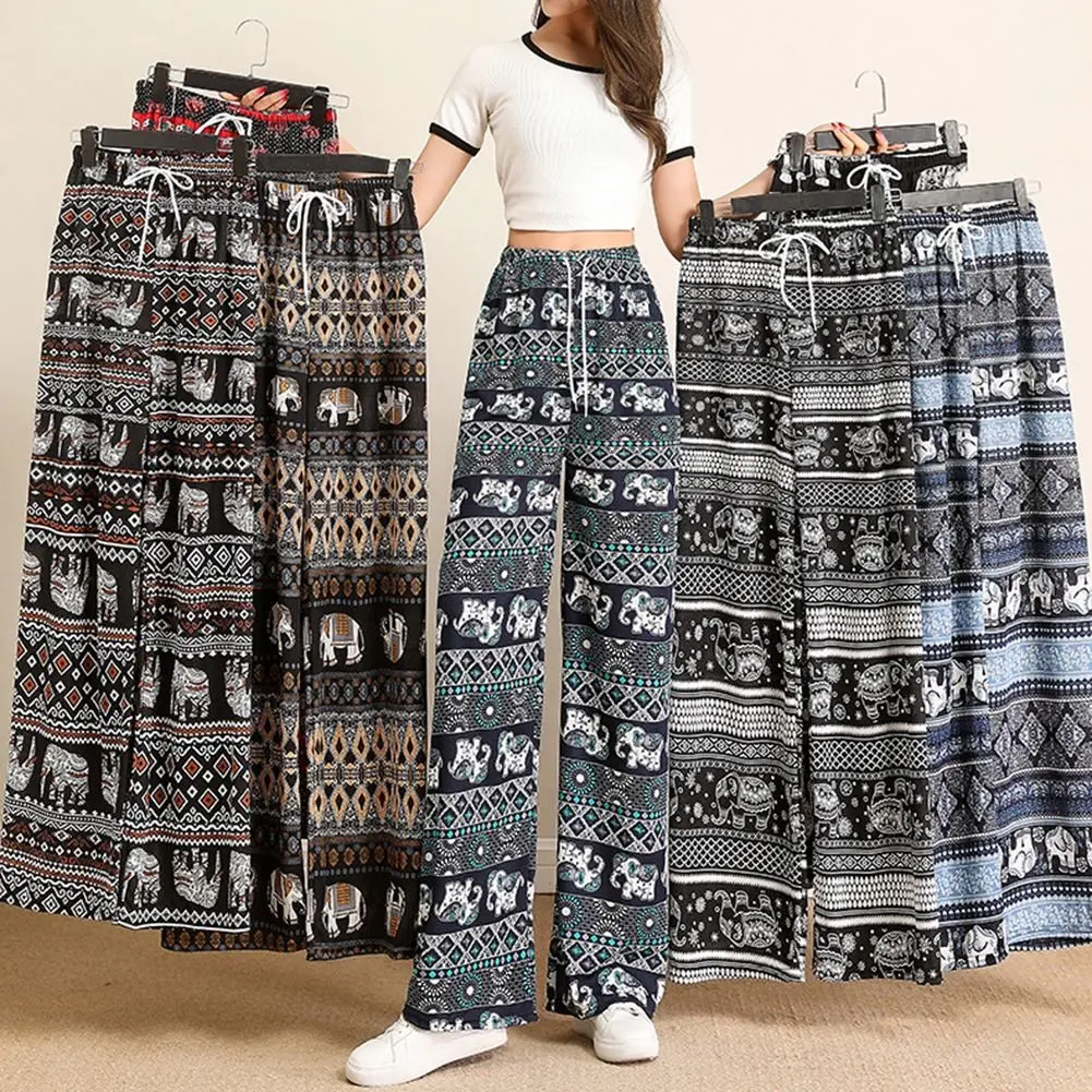 Women Thin Comfortable Yoga Elephant Pants Floor Floor Wide Leg Pants Beach Pant
