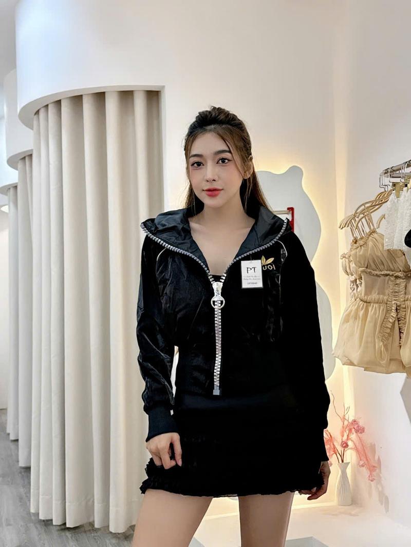 Product Introduction of Áo Khoác Phi Xà Cừ Nữ THÊU LOGO DÂY KÉO TO , Có Túi Trong 2 Lớp Dành cho Nữ Từ 40kg đến 58kg 6