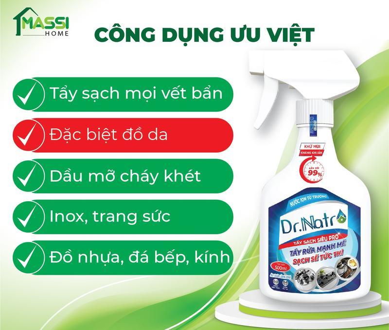 Product Introduction of Xịt Tẩy Rửa Đa Năng Dr Natro 500ml Làm Sạch Dầu Mỡ, Tẩy Cặn Canxi, Lau Bếp Ga, Vệ sinh Đồ Da, lau Đá Kính, Lau Đồ Nhựa, Giày Dép, Đồ Gỗ 5