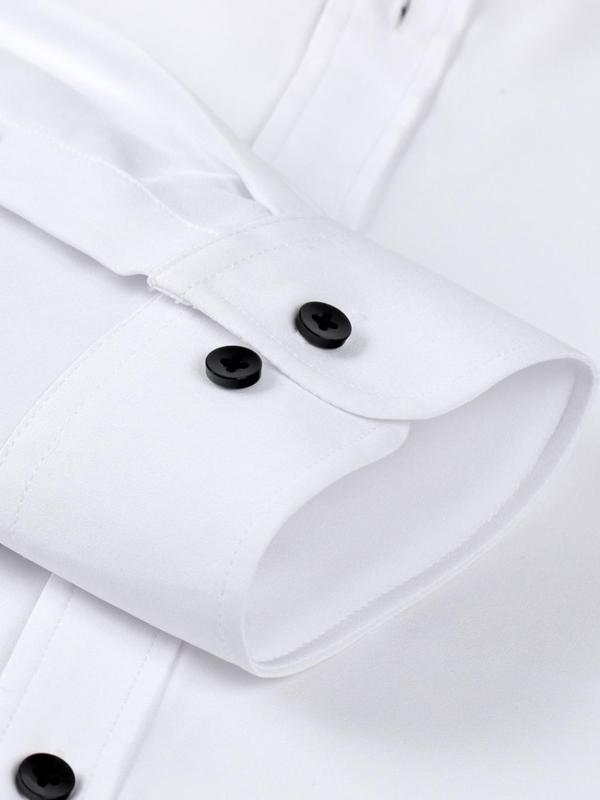 Men's Plus Size Plain Button Front Shirt, Regular Fit Casual Comfy Long Sleeve Button Up Top for Work Business Daily Outdoor Wear, Men Plus Size Clothing for All Seasons 4