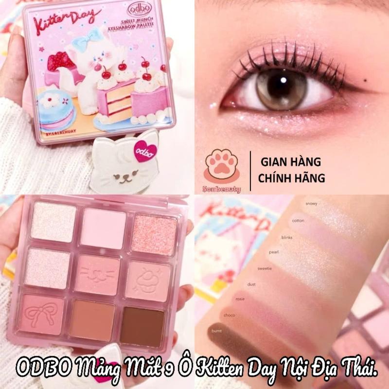 ODBO Bảng Phấn Mắt 9 Ô Odbo Kitten Day & Puppy Day Mèo & Cún Con Tặng Kèm Kẹp Tóc Sweet Munch 9g Trang Điểm Nữ bắtsáng Mỹ Phẩm Women nhũ odbo Cho Bé phấn mắt