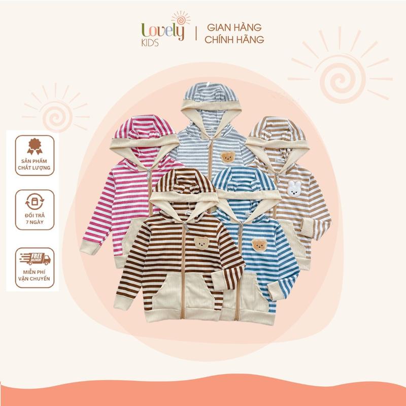 Áo khoác gió len tăm chống nắng cho trẻ em bé trai bé gái 8-24kg chất len tăm giữ ấm mã áo khoác sọc gân Lovely.Kids