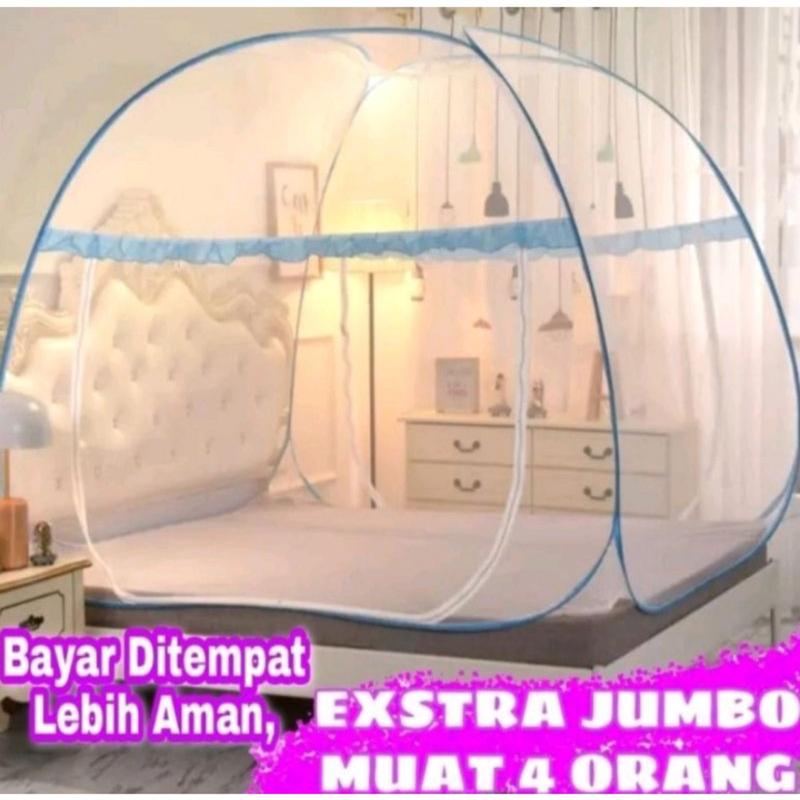 KELAMBU LIPAT KELAMBU TIDUR KELAMBU TEMPAT TIDUR 150X200 180X200 200X200 CM Kelambu pengantin Selambu lipat jumbo anti nyamuk Ritsleting Pencegahan Serangga Berpori Hijau Biru 3