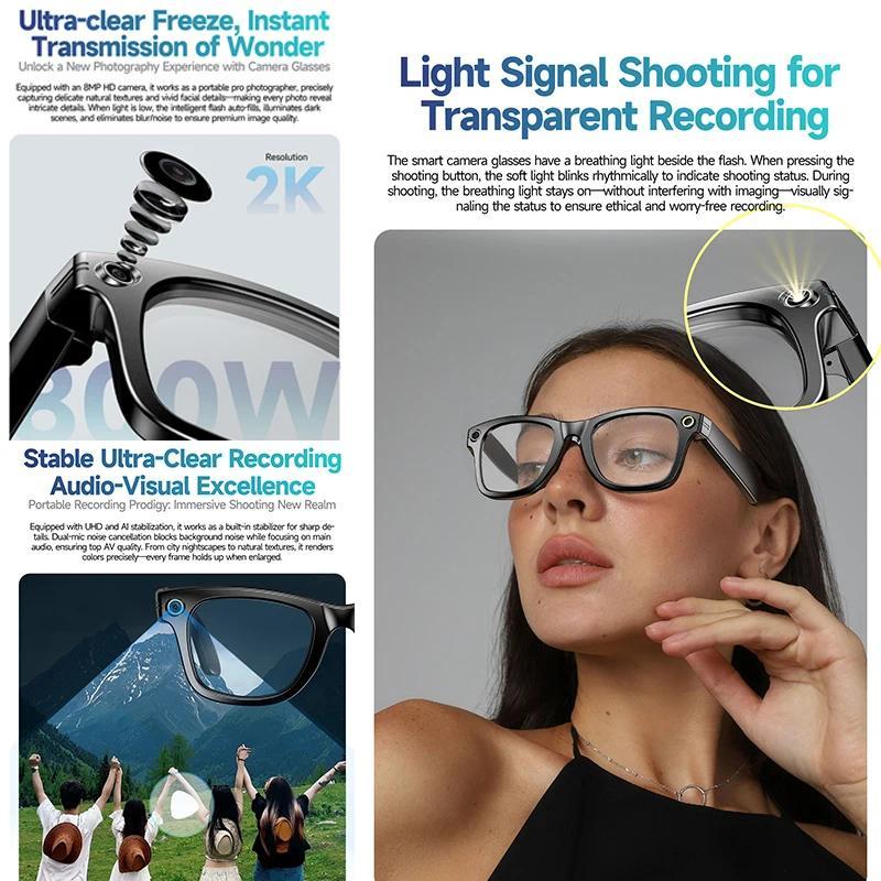 AI Photo Recognition Answer Translation Glasses HD-Definition 800W Camera Music Dual-Mic Call Color-Changing Lens Smart Glasses - Image 4