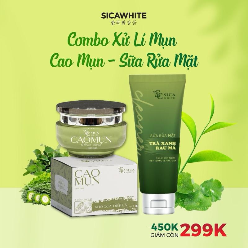 [ COMBO DA DẦU MỤN ] Sữa Rửa Mặt Trà Xanh Rau Má ( 100ml ) - Cao Mụn Khổ Qua & Diếp Cá ( 15gr )