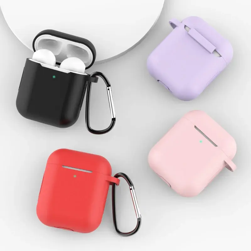 Silicone Cases For Airpods 1/2 Luxury Wireless Earphone Protective Cover Anti-drop Housing For With Hook Headphone Accessories