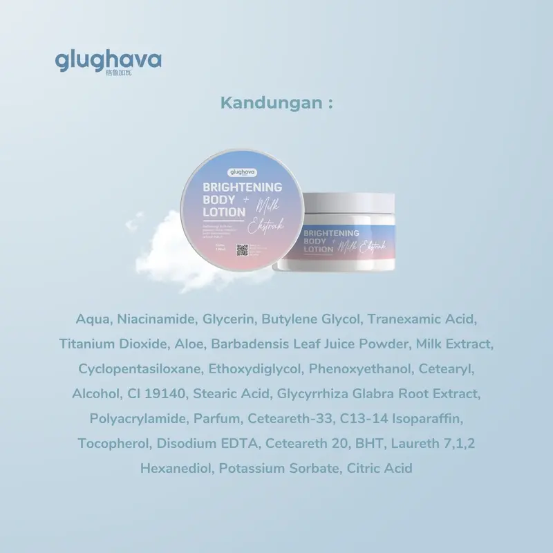 GLUGHAVA -  NEW Upgrade Size 150gr - Glughava Brightening Day Lotion+ Milk Ekstrak 4