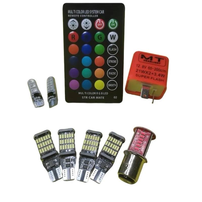 Combo 4 Đèn Led T15 gắn xi nhan, 2 Led chỉnh màu T10 gắn demi, 1 hậu audi kèm cục chớp nhanh chậm dành cho các dòng xe surius, wave , wave rsx , ex135 , winner V1.....