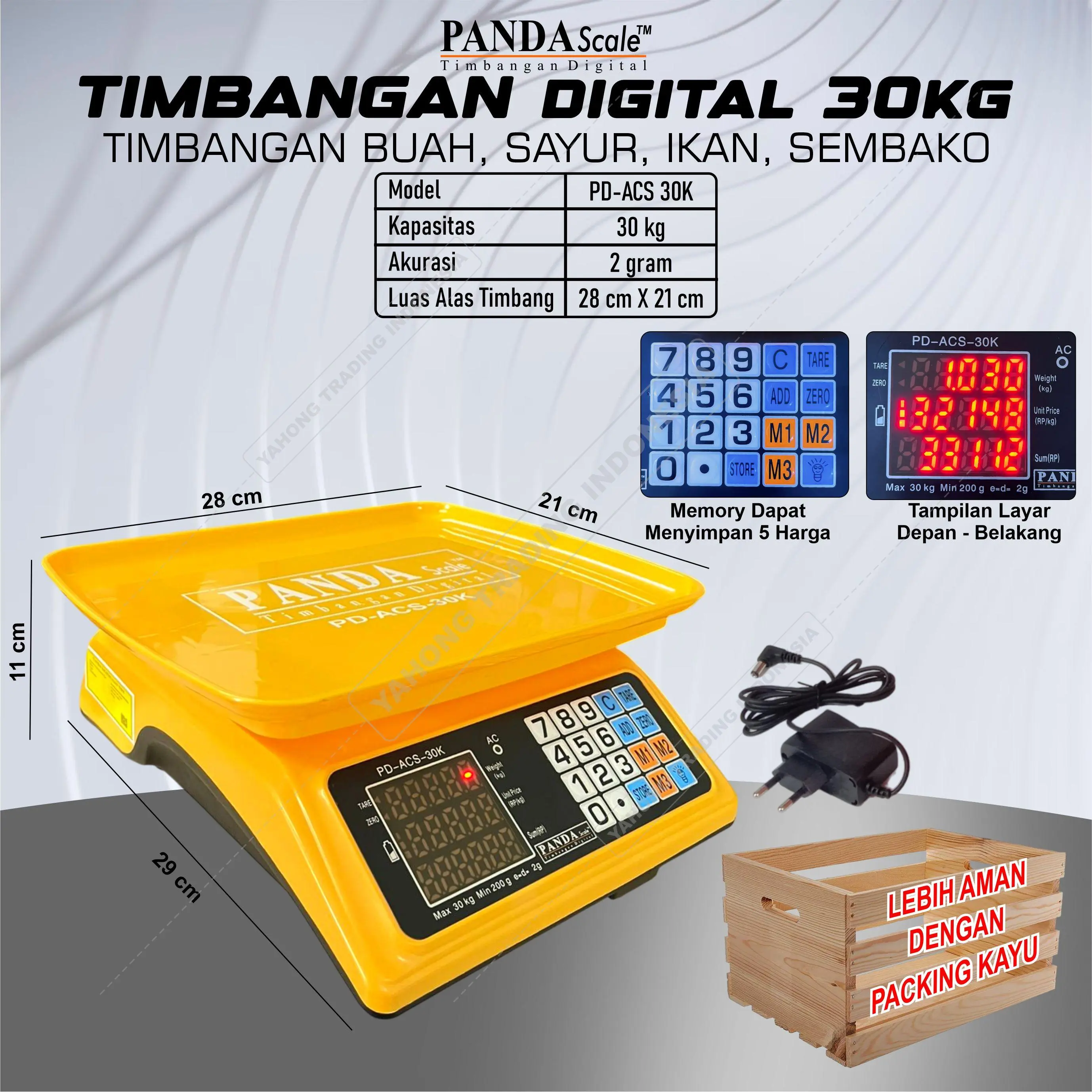 Timbangan 30kg Timbangan Digital Buah Laundry Ikan Ayam Daging Meja ACS 30 kg PANDA SCALE