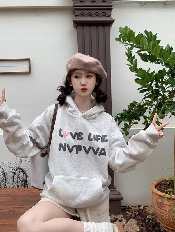 Áo Hoodie , áo hoodie đôi Sweater nam nữ Love Life , hoodie có mũ nỉ cotton mịn from Hàn Quốc  Dài Tay Menswear [A011] áo  anh tshirt  women Tay Dài Có Túi 7