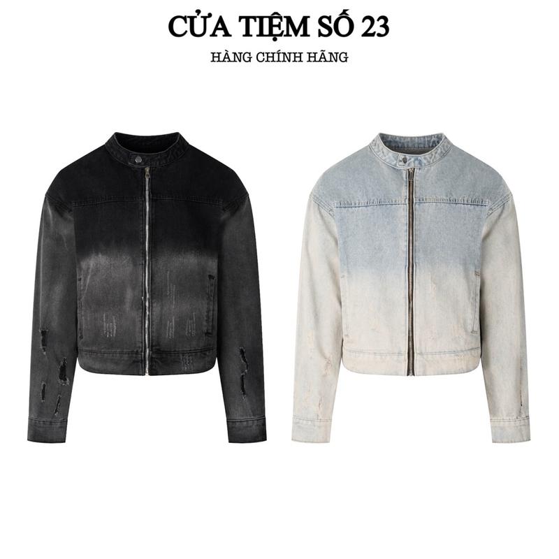Áo Khoác Denim Jean CROP Dáng Ngắn Nam Nữ . Denim jacket crop Menswear Jacket Có Túi Có Cổ . [072 - 164]