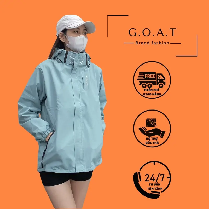 Áo Khoác Gió 2 lớp Chống Nước Cải Tiến Chốt Cổ Đứng, Nhiều Màu. Phong cách Hàn Quốc. Chống nắng, chống gió, đi phượt ... Tay Dài Menswear Nam Jacket Cổ Cao 2