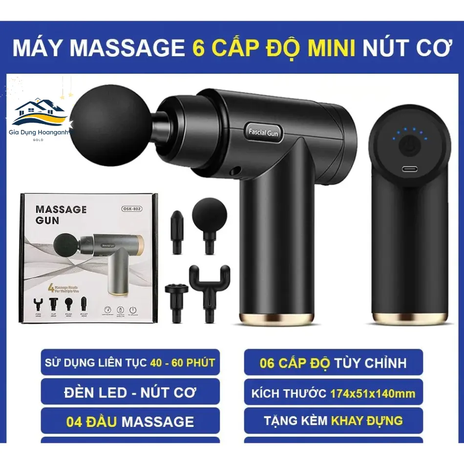 Máy Massage Cầm Tay Mini Toàn Thân Chuyên Sâu Đa Năng Giãn Cơ Hiệu Quả Máy Massage Cầm Tay Mini 4 Đầu 6 chế Độ