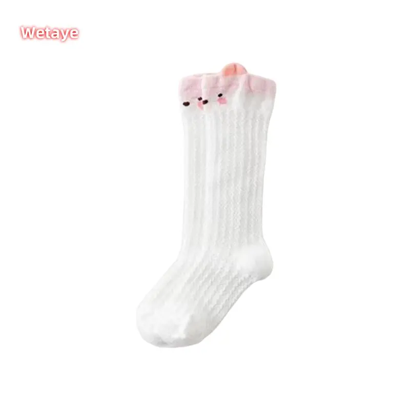 Baby Socks for Girls and Boys Toddler Mosquito Repelling Anti-Skid Cute Thigh-High Stockings Summer Super Thin Mesh Kids Socks