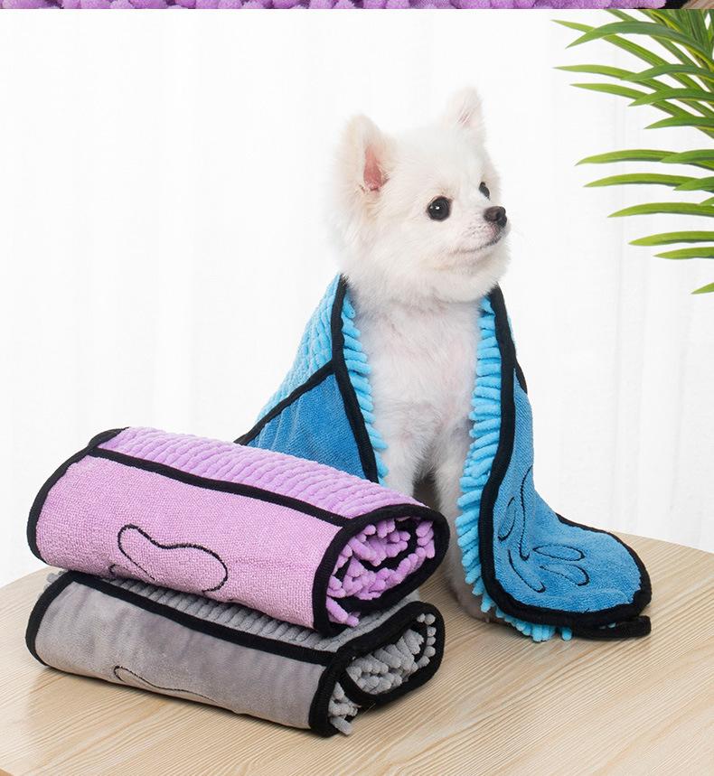 Product Introduction of Soft Dog Bath Robe Towel Quick Dry Pet Towel Fiber Absorbent Cat Bath Towel Convenient Pet Cleaning Washcloth Dog Accessories 15