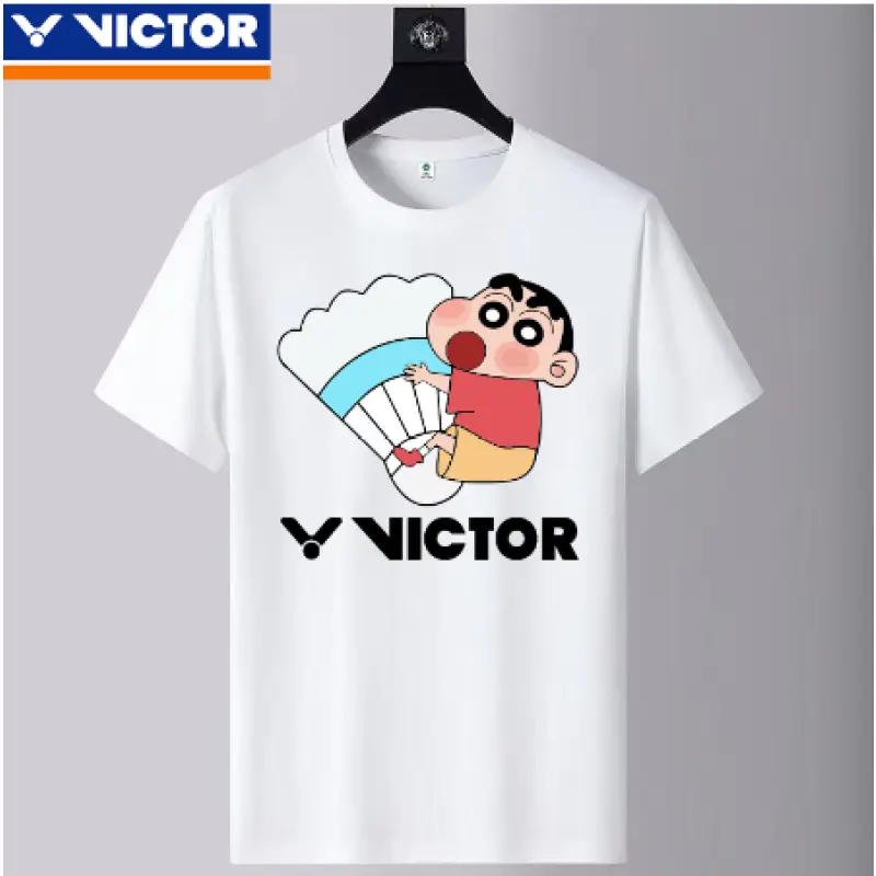 Áo Cầu Lông Victor, Ngắn Tay, Dành Cho Nam Và Nữ, Nhanh Khô, Đồ Quần Áo Thể Thao, Áo Phông Thi Đấu, Thiết Kế "Vẽ Chì Shin chan", Đồng Phục Thi Đấu, Mới Cho Năm 2025