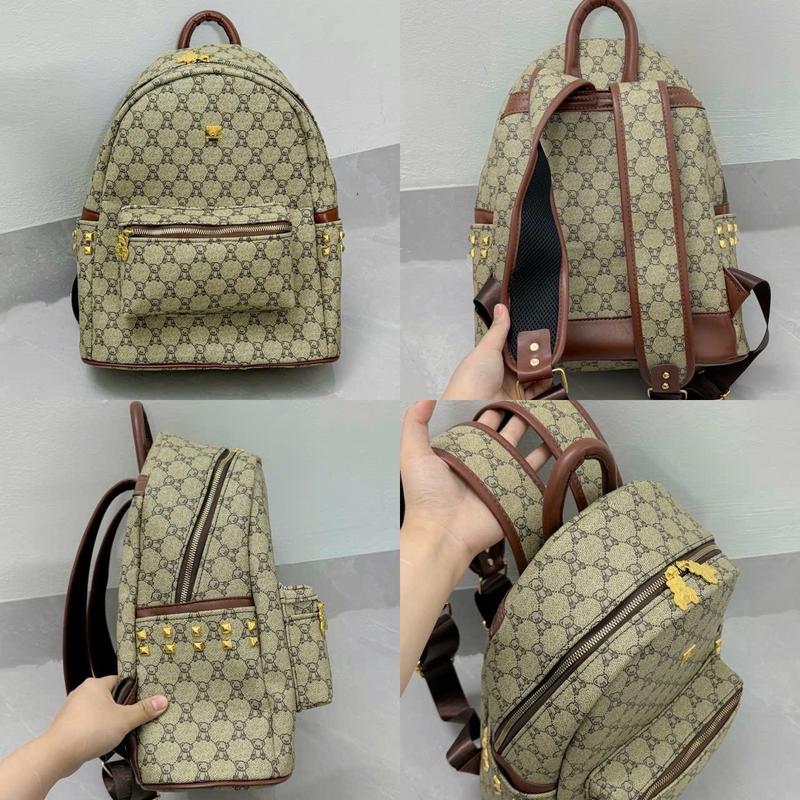 Balo da hoạ tiết gấu da pu chống thấm nước size 40 rộng rãi và quai to chắc chắn