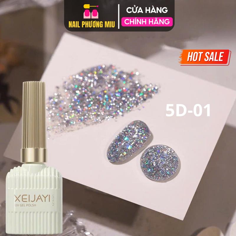 Sơn Gel Nhũ Flash 5D XEIJAYI Siêu Sáng Kim Tuyến Trắng Bạc 5D-01 Nhũ Vàng 5D-05 Lấp Lánh Làm Nail Siêu Hot Ánh Kim Lấp Lánh Gel Đặc Mịn Lên Màu Chuẩn Nữ Women thạch châu phi