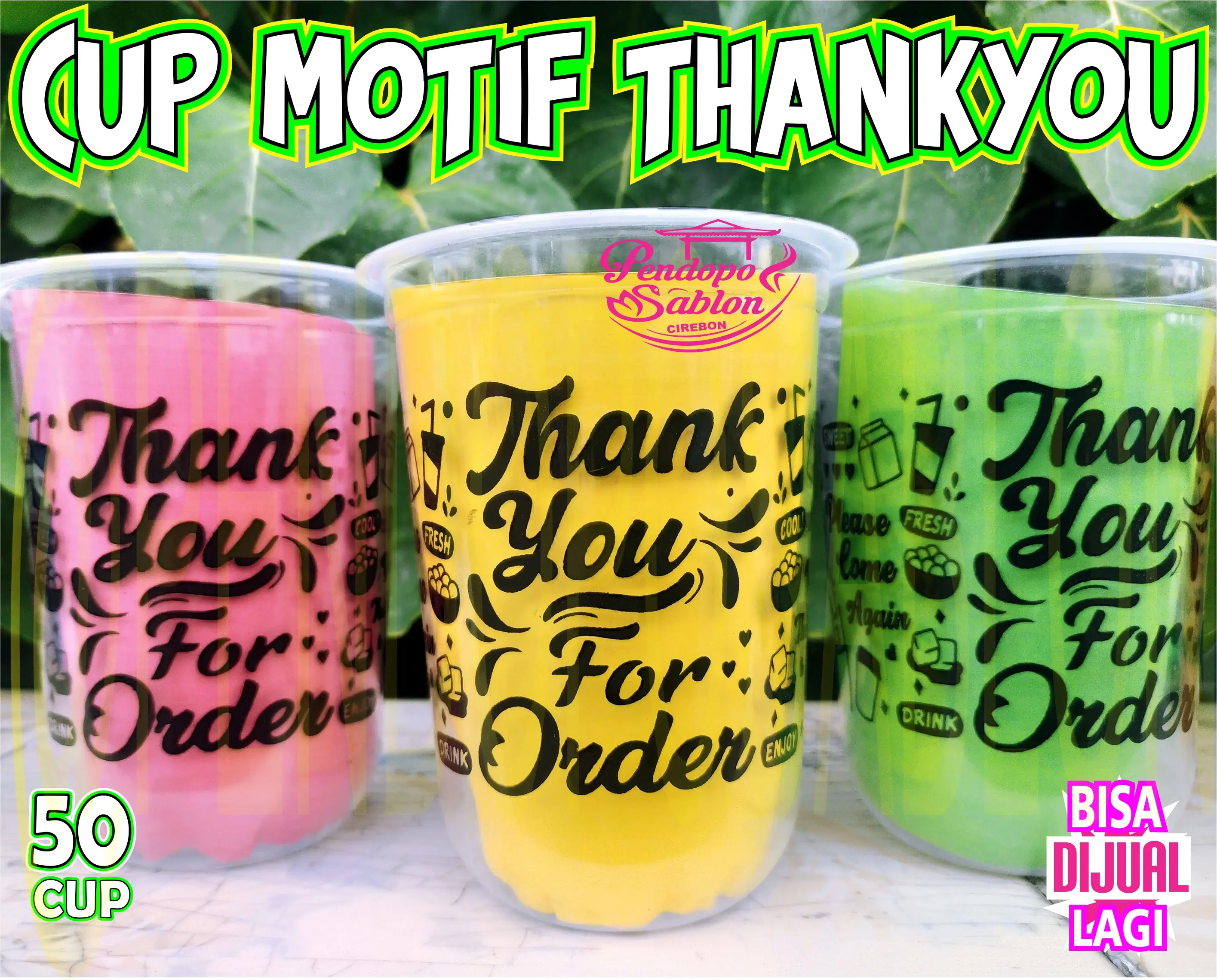 gelas cup plastik MOTIF THANKYOU 14oz 16oz 18oz 22oz oval datar/  bubuk minuman coklat / coklat bubuk / coklat / coklat bubuk / nutellacup boba / sedotan boba bubble / tapioka pearl / bobatee / bubuk minuman boba Sekali pakai