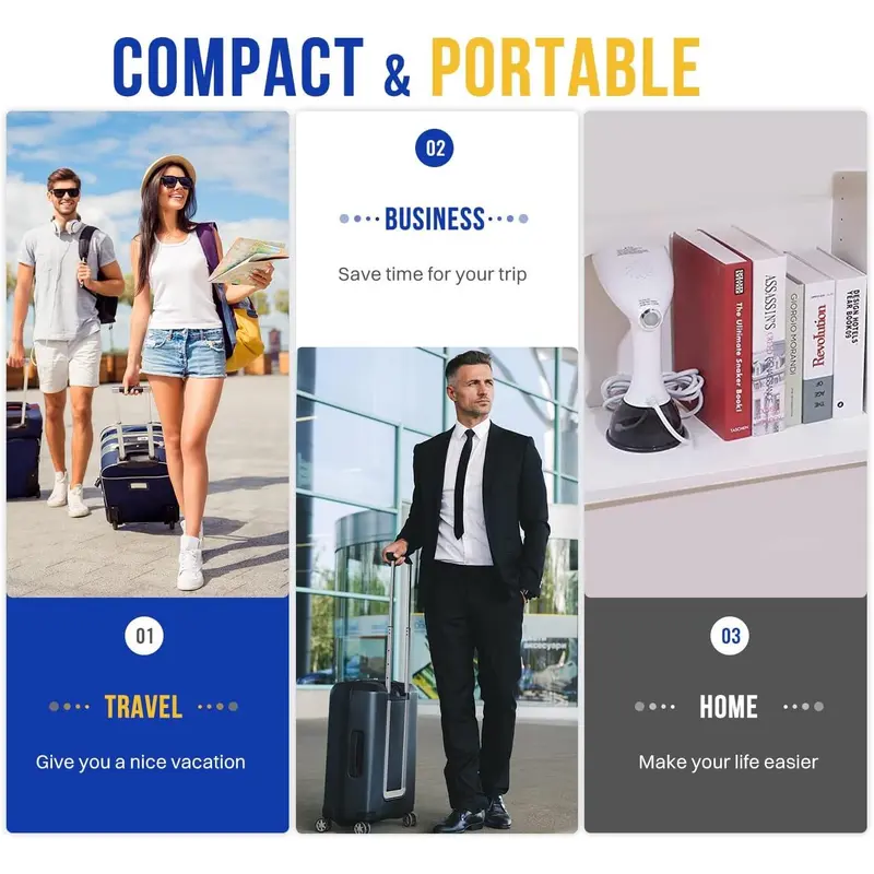 Clothes Steamer, Garment Steamer for Wrinkle Removal, Upgraded 400ml Water Tank, 3rd Generation Panel, Handheld Steamer Clothing for Home, Office & Travel 7