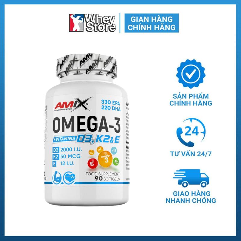 Viên Uống Bổ Sung Dầu Cá Amix Omega-3 + Vitamins D3, K2 & E 90 viên | WHEYSTORE