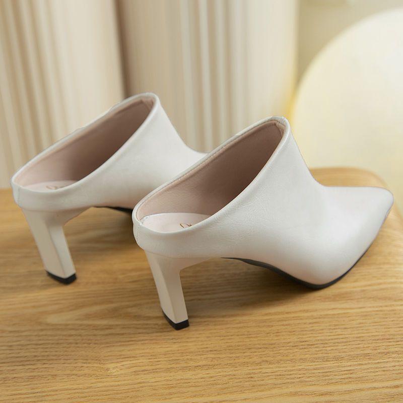 Product Introduction of Dép Lê Nửa, Thời Trang Pháp Thanh Lịch, Phong Cách Mùa Hè, Mũi Nhọn, Có Thể Đeo Ngoài Trời, Dép Giày Cao gót, Dành Cho Nữ, Hàng Mới Về Năm 2024, Bó Sát, 2023 16