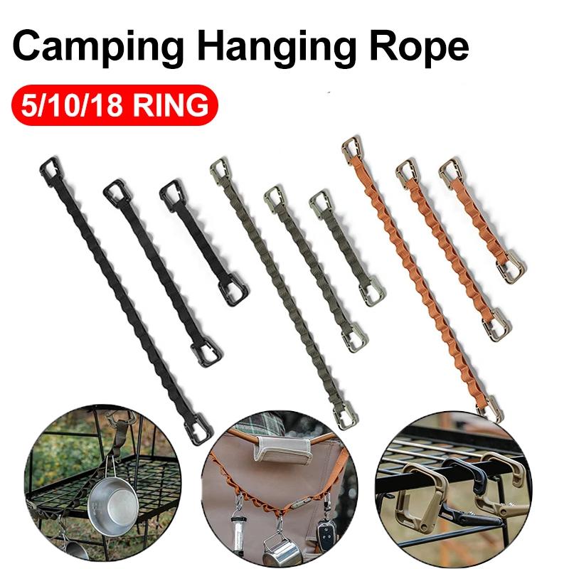 18 Ring Camping Hanging Rope Tent Canopy Cup Lamp Hanger Outdoor Clothes Line Strap Lanyard Travel Hiking Fishing Equipment 0