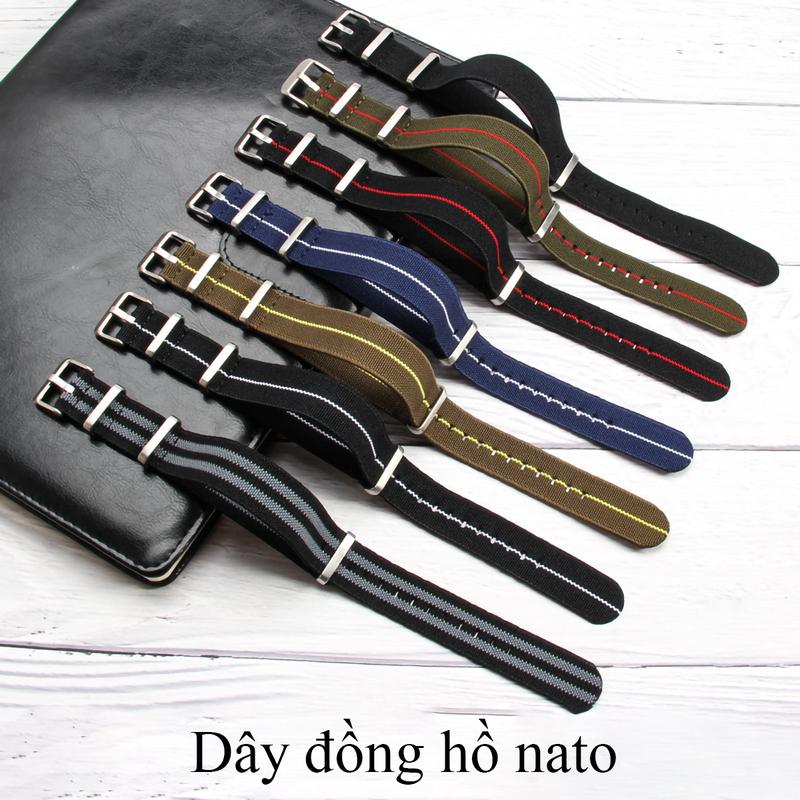 Dây đồng hồ vải dù size 18mm 20mm 22mm, dây đeo đồng hồ nato nam nữ, quai đeo dw vải dù co giãn