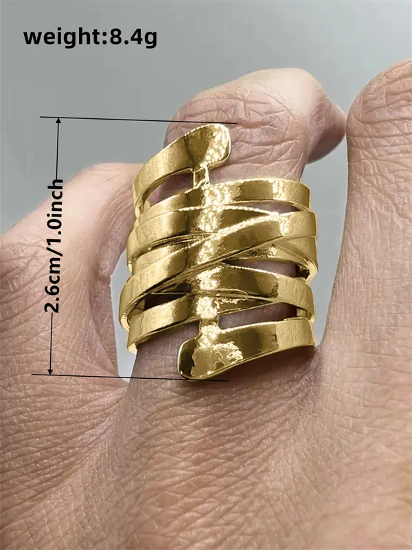 Vintage Hollow Out Geometric Design Wrap Ring, Fashion Accessories for Women, Trendy All-match & Exquisite Jewelry for Birthday Gift 5