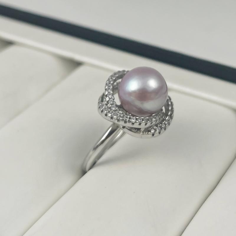 [R003] - 1pc 10-11mm Freshwater Pearl (AAA Slightly Flawed, Purple Round) Ring, Alloy 5