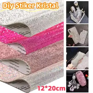 DIY Stiker Kristal Berlian Imitasi 12*20cm Rhinestone Sticker Self Adhesive Glass Rhinestone Sheet Untuk Dekorasi Mobil Car