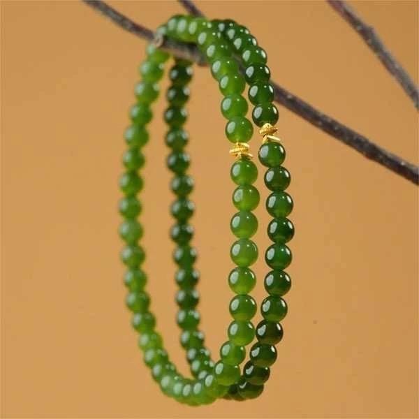 Vòng tay Ngọc bích hạt nhỏ 4mm phối charm titan cho phụ nữ Phụ Kiện