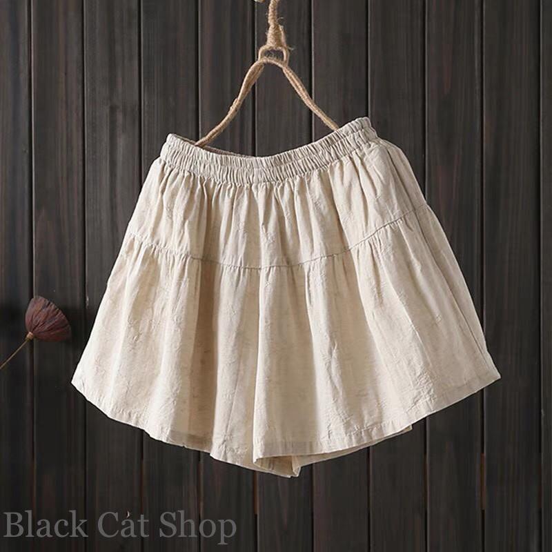 Quần giả váy chất vải đũi cực đẹp Nữ Voi Voan Women Đen Bo Chun 1
