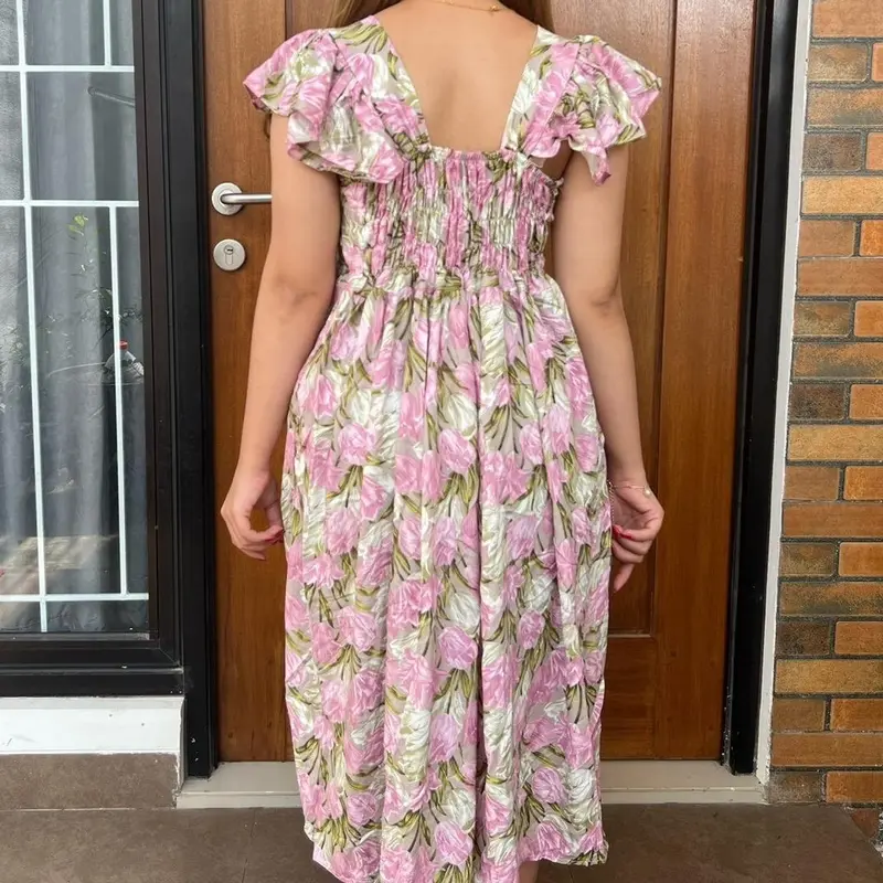 Queen Summer Dress Ruffle Babydoll Motif Pendek Wanita Casual Fit Rayon Premium LD 120 6