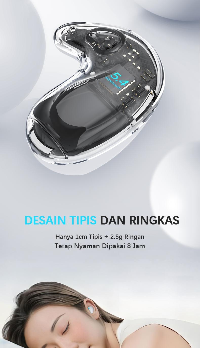 【COD】New model X55 Headset Tidur Suara Stereo Level HiFi, Tahan Air iPX5, Mikrofon Internal, ENC Noise Reduction Layar Digital Cerdas Kontrol Sentuh untuk iPhone dan Android Tws Bluetooth