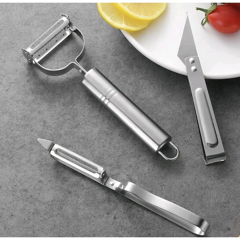 ALAT PENGUPAS STAINLESS 3 IN 1 - PISAU PENGUPAS PISAU PIZZA PEMBERSIH SISIK IKAN STAINLESS 0