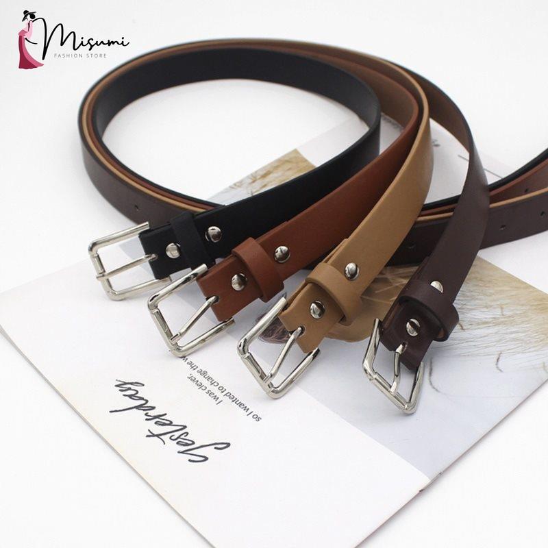 Thắt lưng, dây nịt bụng da đục lỗ chốt cài 2 màu đen nâu dễ phối đồ PK02 Nam leather