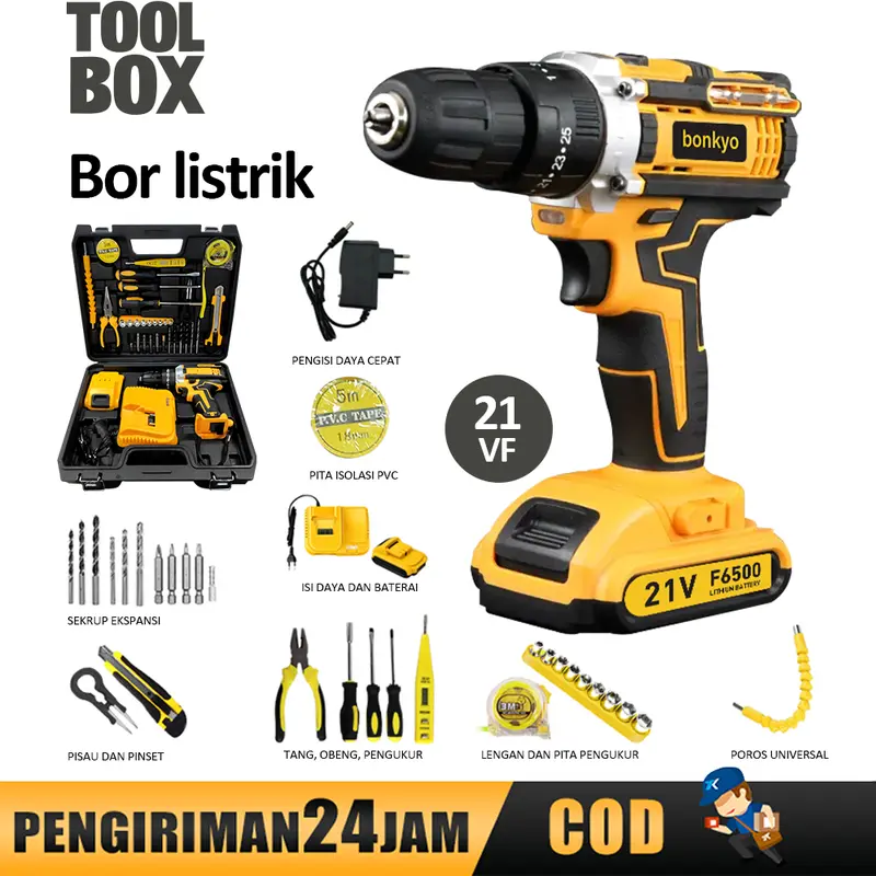 TOOLBOX Mesin bor baterai impact drill bor listrik bor beton Multifunctional toolbox--B511 Pro 0