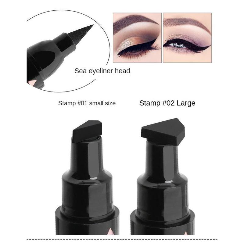 Bút Kẻ Mắt Khuôn Hai Đầu, Hai Trong Một, Không Thấm Nước, Dạng Lỏng, Màu Đen, Hiệu Ứng Lâu Dài, Khuôn Nhỏ Thích Hợp Để Trang Điểm Mắt Mèo, Mắt Gợi Cảm, [Thanh Toán Khi Nhận Hàng], Không Thấm Nước 24 Giờ, Trang Điểm