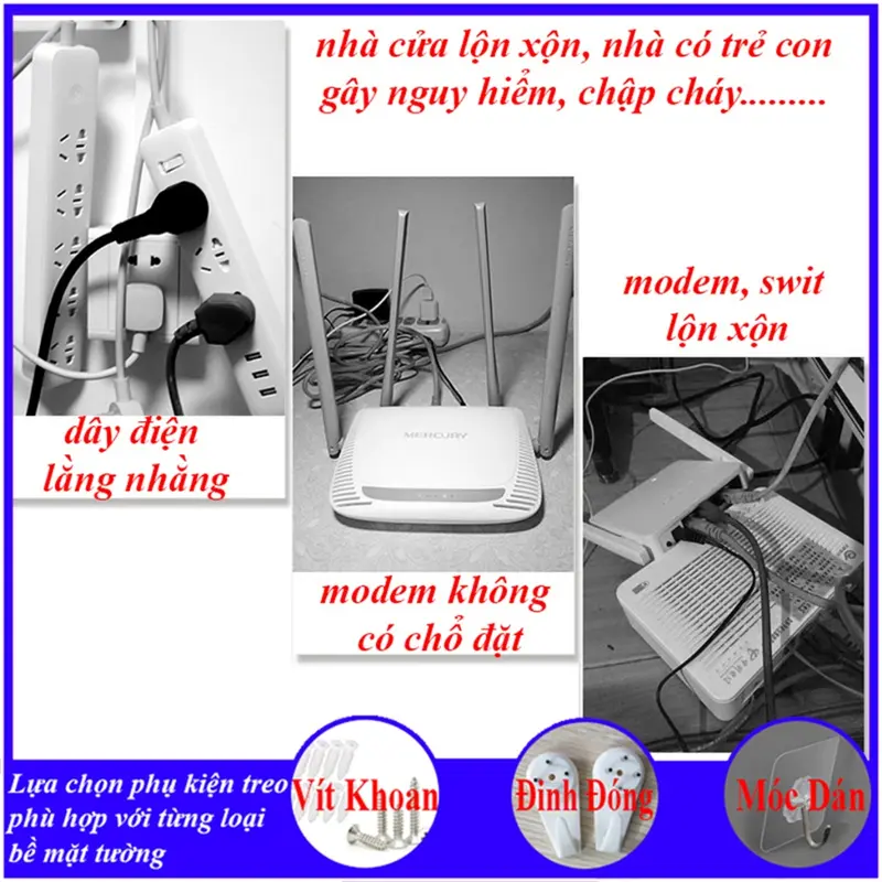 Kệ wifi treo tường, Kệ gắn tường , chất liệu gỗ cao cấp, chống nước tuyệt đối, tạo không gian gọn gàng 7