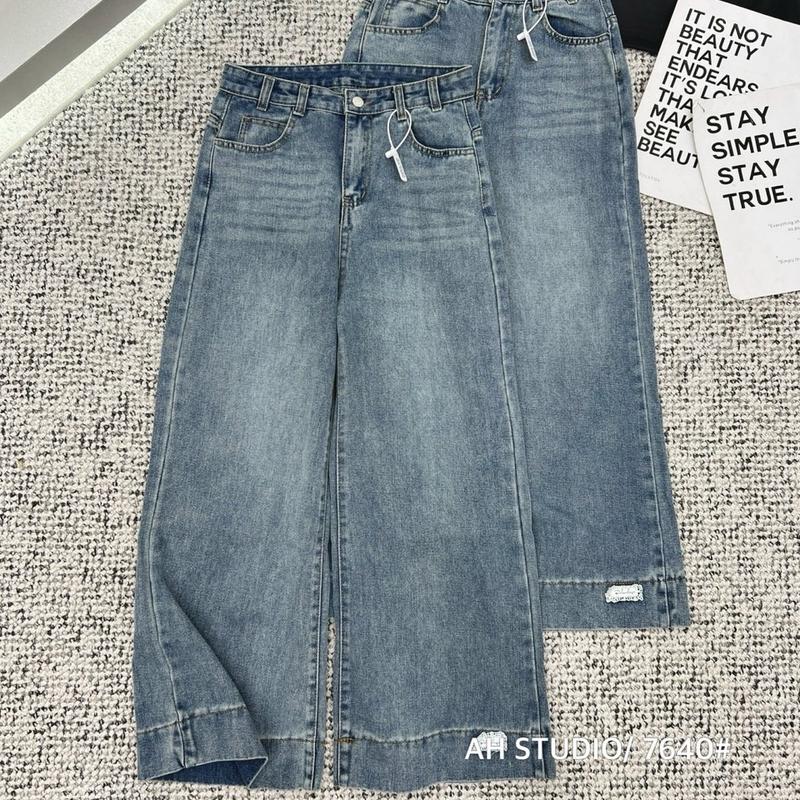 (NẤM LÙN) Quần Jean ống rộng mác Gấu 97cm nấm lùn QCCC,( < 1m62)