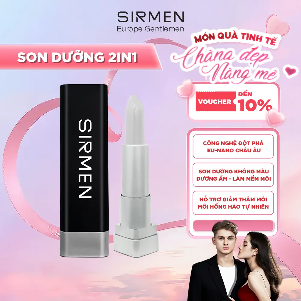 Son dưỡng nam 2 in 1 nguyên liệu châu Âu SIRMEN Europe Gentlemen dòng cao cấp 4.2g chiết xuất tự nhiên công nghệ EU-Nano